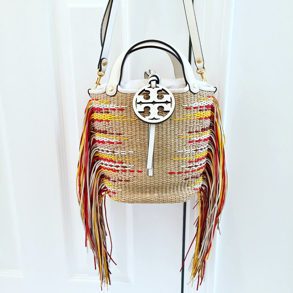TORY BURCH MILLER FRINGE BUCKET BAG CROSSBODY NEW